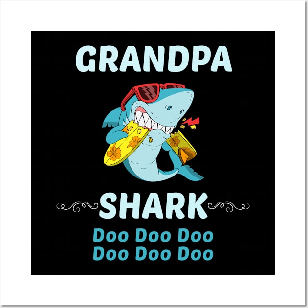 Family Shark 1 GRANDPA Wall Art by blakelan128